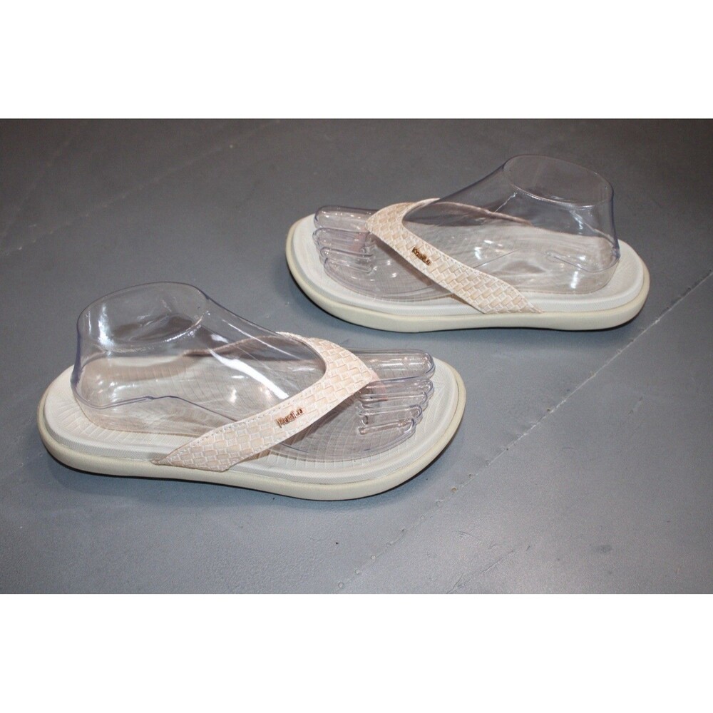 KuaiLu Womens Flip Flop Sandals Size 8 Cream Comfort Thong Beach